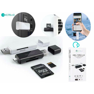 اوتی جی کارتخوان تایپ سی و یو اس بی کوتتسی Coteetci two-in-one card reader 83006