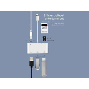 خرید مبدل او تی جی و کارت خوان لایتنینگ کوتتسی Coteetci lightning card reader 6in1 33008