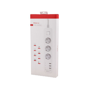 چند راهی برق سه سوکت و سه یو اس بی هادرون مدل Hadron P323 3 AC Outlets 3 USB Power Strip