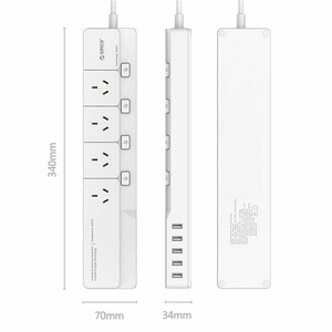 چند راهی 4 سوکت و 5 یو اس بی اوریکو Orico 4 AC with 5 USB Charging Port OSJ-4A5U-EU اصلاح تصاویر