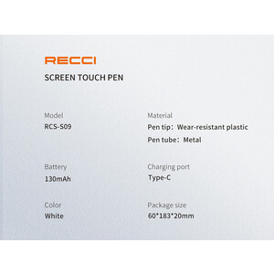 Recci Screen Touch Pen with Type-C Charging RCS-S09