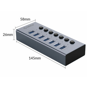 هاب 7 پورت یو اس بی فلزی اوریکو ORICO-BT2U3-7AB Multi-port Hub With Individual Switches