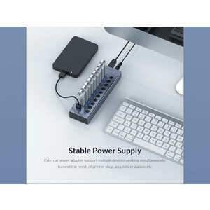 هاب 7 پورت یو اس بی فلزی اوریکو ORICO-BT2U3-7AB Multi-port Hub With Individual Switches