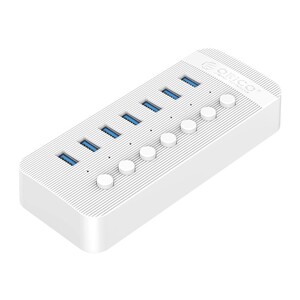 هاب یو اس بی 7 پورت همراه آداپتور اوریکو Orico CT2U3-7AB Multi-Port Hub With Individual Switches