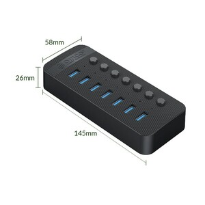 هاب یو اس بی 7 پورت همراه آداپتور اوریکو Orico CT2U3-7AB Multi-Port Hub With Individual Switches