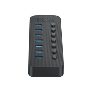 هاب یو اس بی 7 پورت همراه آداپتور اوریکو Orico CT2U3-7AB Multi-Port Hub With Individual Switches