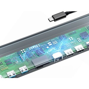 هاب آداپتور تایپ سی چند کاره بیسوس Baseus Enjoyment Type-C 11in1 Hub Adapter دارای تراشه کنترل هوشمند هاب