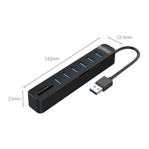 هاب 6 پورت و رم ریدر اوریکو ORICOT TWU3-6AST 6-Port USB3.0 HUB with Card Reader