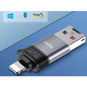 رم ریدر او تی جی لایتنینگ توتو Totu FGCR-006 Lightning OTG External TF Flash Card  سازگار با سیستم عامل های مختلف