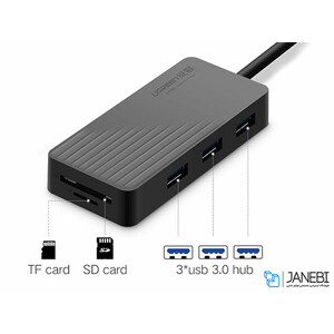 هاب یواس بی و کارتخوان یوگرین Ugreen 3-Ports USB 3.0 Hub With Card Reader