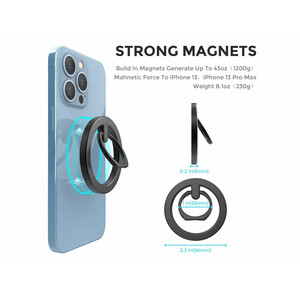 حلقه نگهدارنده مغناطیسی گوشی موبایل آیفون 12، 13 و 14 آها استایل AhaStyle YW-56A Magnetic phone ring holder stand iPhone 13/12