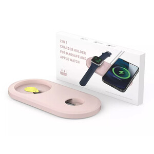 پایه سیلیکونی شارژر آها استایل مناسب برای اپل واچ و گوشی AhaStyle 2-in-1 PT135 Silicone stand Matched for MagSafe and iWatch