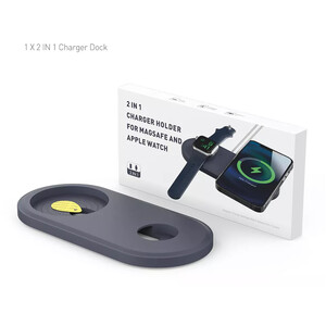 پایه سیلیکونی شارژر آها استایل مناسب برای اپل واچ و گوشی AhaStyle 2-in-1 PT135 Silicone stand Matched for MagSafe and iWatch