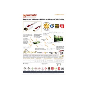 کابل میکرو اچ دی ام آی به اچ دی ام آی پرومیت Promate LinkMate-H3L HDMI Cable 3m