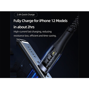 خرید کابل فست شارژ یو اس بی به لایتنینگ یوسامز USAMS US-SJ571 USB to Lightning Fast Charging Data Cable 1.2m