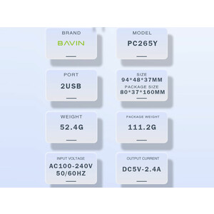 شارژر دیواری فست شارژ میکرو باوین BAVIN 2.4A Dual Micro Adapter Charger PC265Y