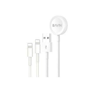 کابل شارژر 3 سر آیفون و اپل واچ باوین Bavin CB234 Qi Magnetic Wireless Fast Portable Mobile iWatch Charger 3 in 1 Charger