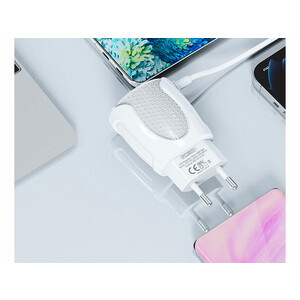شارژر دیواری یواس‌بی با کابل میکرو یو اس بی باوین BAVIN PC365Y 2.4A Dual USB Adapter Charger
