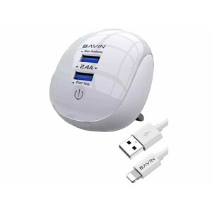 شارژر دیواری و لامپ ال‌ای‌دی به همراه کابل لایتنینگ باوین BAVIN PC363 2.1A Touch LED Lamp Quick Charger For Lightning