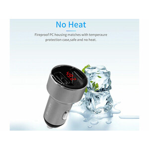 شارژر فندکی یواس‌بی با کابل میکرو باوین BAVIN PC373 2.4A Digital Power Indicator Car Charger Dual USB Port 12W