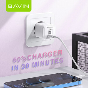 شارژر دیواری فست شارژ باوین BAVIN 20W PD Wall Travel Mobile Phone Adapter Fast Charger PC251Y