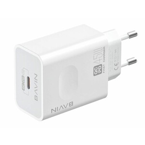 قیمت شارژر دیواری فست شارژ با کابل تایپ‎سی باوین BAVIN Intelligent 45W PD Fast QC3.0 Wall Charger Adapter USB-C PC800Y
