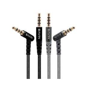 کابل صدای دو سر جک 3.5 میلی‌متری باوین BAVIN AUX06 3.5mm Jack Nylon Cable AUX Cable Elbow Type Audio Cable