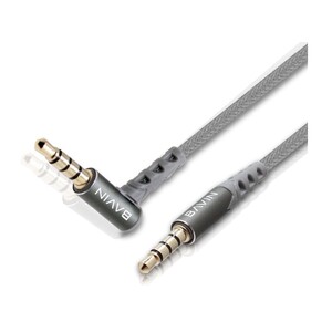 خرید کابل صدای دو سر جک 3.5 میلی‌متری باوین BAVIN AUX06 3.5mm Jack Nylon Cable AUX Cable Elbow Type Audio Cable