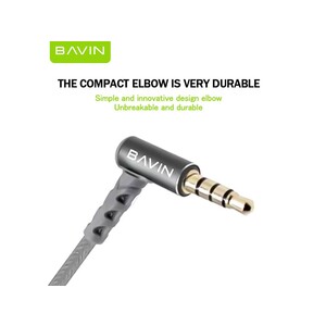 قیمت کابل صدای دو سر جک 3.5 میلی‌متری باوین BAVIN AUX06 3.5mm Jack Nylon Cable AUX Cable Elbow Type Audio Cable