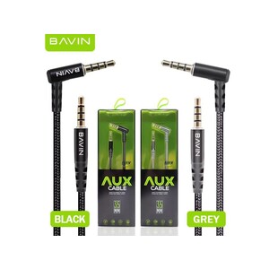 کابل صدای 3.5 میلی‌متری باوین BAVIN AUX06 3.5mm Jack Nylon Cable AUX Cable Elbow Type Audio Cable