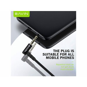 کابل صدای دو سر جک 3.5 میلی‌متری باوین BAVIN AUX06 3.5mm Jack Nylon Cable AUX Cable Elbow Type Audio Cable