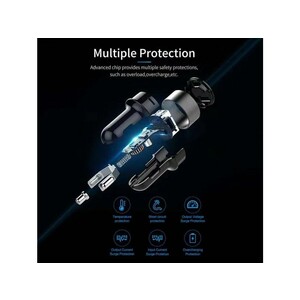 شارژر فندکی فست شارژ ماشین با چهار پورت یواس‌بی به همراه کابل میکرو باوین
