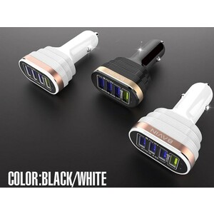 شارژر فندکی فست شارژ خودرو با چهار پورت یواس‌بی باوین BAVIN QC3.0 4 USB CAR CHARGER WITH MICRO CABLE PC587