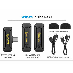 خرید میکروفون تایپ سی بی سیم بویا BOYA BY-WM3T2-U2 Wireless Microphone