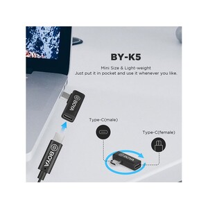 مبدل میکروفون بویا BOYA by-K5 Type-C Male to Type-C Female Adapter