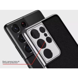 قاب محافظ طرح چرم سامسونگ GKK Cross Pattern Leather Case Samsung S21 Ultra