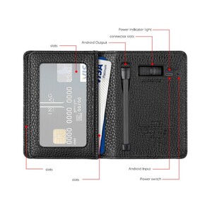 پاور بانک و کیف چرمی Zhuse 4000mAh Power Bank and Card Holder 2in1 -Zhuse ZS-PB-013