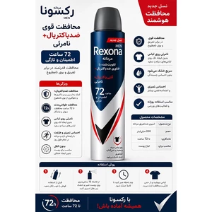 خرید اسپری ضد تعریق مردانه رکسونا حجم 200 میلی لیتر 72 ساعته