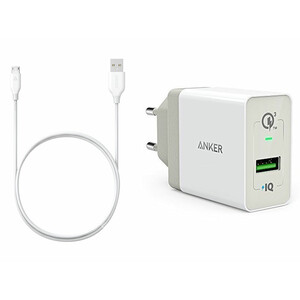 شارژر دیواری سریع انکر با کابل Anker Wall Charger PowerPort+ 1 Quick Charge 3.0 With Micro USB Cable