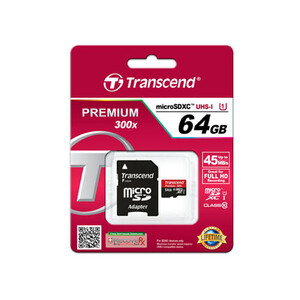 خرید پستی رم میکرو اس‌دی 64 گیگابایت Transcend Class 10 Premium 300X