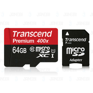 رم میکرو اس‌دی 64 گیگابایت Transcend Class 10 Premium 400X
