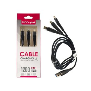 کابل شارژ سه سر تسکو  TSCO TC A33 Lightning/Type-C/microUSB 1.2m
