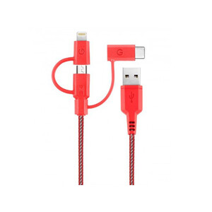 کابل شارژ سریع سه سر میکرو یو اس بی و لایتنینگ و تایپ سی انرژیا Energea Nylotough Cable 3 In 1 Micro USB And Lightning And Type-C 1.5M