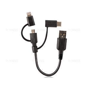 کابل شارژ سه سر میکرو یو اس بی و لایتنینگ و تایپ سی انرژیا Energea Nylotough Cable 3 In 1 Micro USB And Lightning And Type-C 18CM