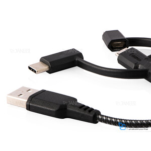 کابل شارژ سریع سه سر میکرو یو اس بی و لایتنینگ و تایپ سی انرژیا Energea Nylotough Cable 3 In 1 Micro USB And Lightning And Type-C 18CM