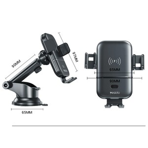 پایه نگهدارنده و شارژر وایرلس یسیدو Yesido C121 Car 15W Fast Qi 2 In 1 Wireless Charger Holder