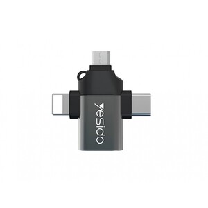 مبدل میکرو یو اس بی تایپ سی و لایتنینگ یسیدو Yesido GS15 3 In 1 OTG Adapter USB To Type-C/Micro USB/Apple Port Converter