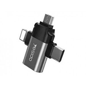 مبدل میکرو یو اس بی تایپ سی و لایتنینگ یسیدو Yesido GS15 3 In 1 OTG Adapter USB To Type-C/Micro USB/Apple Port Converter