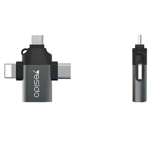 مبدل میکرو یو اس بی تایپ سی و لایتنینگ یسیدو Yesido GS15 3 In 1 OTG Adapter USB To Type-C/Micro USB/Apple Port Converter