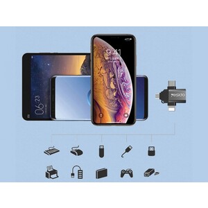 مبدل میکرو یو اس بی تایپ سی و لایتنینگ یسیدو Yesido GS15 3 In 1 OTG Adapter USB To Type-C/Micro USB/Apple Port Converter